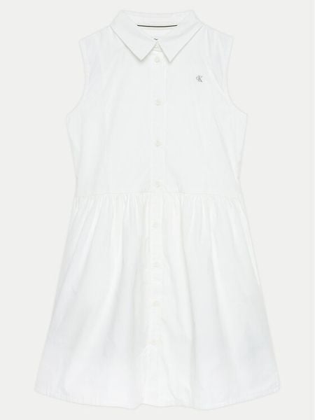 Calvin Klein Jeans Sukienka koszulowa IG0IG02477 Biały Regular Fit. Białe spodnie dziewczęce Calvin Klein Jeans, bez wzorów, z bawełny, bez ramiączek. Za 249.99 zł.