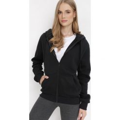 Czarna Bluza z Kapturem Zapinana na Suwak Bran. Czarne bluzy z kapturem damskie Born2be, l, z materiału. Za 44.99 zł.