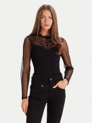 Morgan Bluzka 252-TGLOW Czarny Regular Fit. Czarne bluzki damskie Morgan, xl, bez wzorów, z wiskozy, bez ramiączek. Za 189.99 zł.