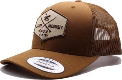 Czapka trucker – 5paneli / dla dorosłych / rozmiar uniwersalny (brązowa/czarna). Brązowe czapki męskie SURF MONKEY, z aplikacjami, z bawełny, eleganckie. Za 159.95 zł.