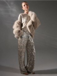 Cekinowe spodnie wide leg - srebrny. Szare spodnie materiałowe damskie Sinsay, bez wzorów. Za 79.99 zł.
