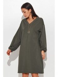 Numinou Sukienka w kolorze khaki rozmiar: 36/38. Brązowe sukienki damskie Numinou, bez wzorów, bez kołnierzyka, bez ramiączek, midi. Za 70.24 zł.