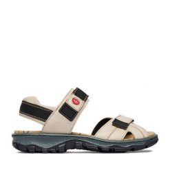 Sandały Rieker. Brązowe sandały damskie Rieker, bez wzorów, bez obcasa, na płaskiej podeszwie. Za 319.99 zł.