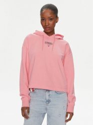 Tommy Jeans Bluza Essential Logo DW0DW17797 Różowy Relaxed Fit. Czerwone bluzy bez kaptura damskie Tommy Jeans, xs, z jeansu. Za 229.99 zł.