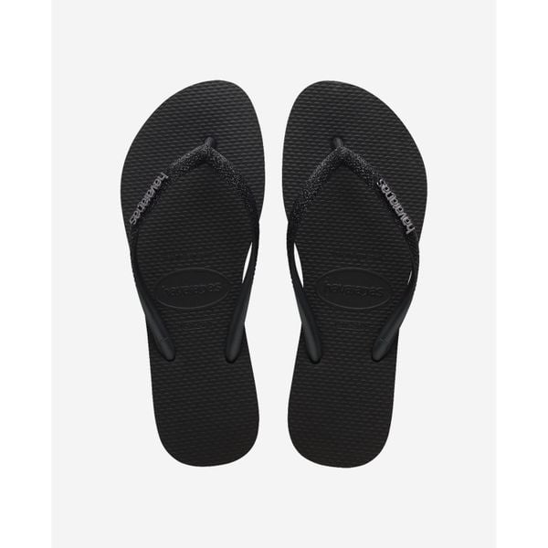 Klapki damskie Havaianas Slim Glitter II. Czarne klapki damskie Havaianas, bez wzorów, bez obcasa. Za 229.50 zł.