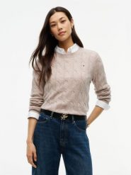 Tommy Hilfiger Sweter z dzianiny Kobiety Wełna brązowy, XS. Brązowe swetry klasyczne damskie Tommy Hilfiger, xs, z dzianiny, bez kołnierzyka. Za 649.95 zł.