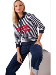 Heine Bluza w kolorze granatowo-białym rozmiar: 38. Niebieskie bluzy bez kaptura damskie Heine. Za 83.22 zł.