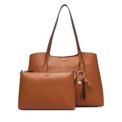 Torebka Guess. Brązowe torebki klasyczne damskie Guess, z aplikacjami, bez dodatków. Za 634.99 zł.