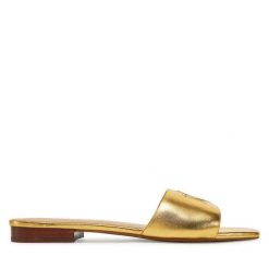 Klapki LAUREN RALPH LAUREN. Żółte klapki damskie Lauren Ralph Lauren, bez wzorów, bez obcasa. Za 409.99 zł.