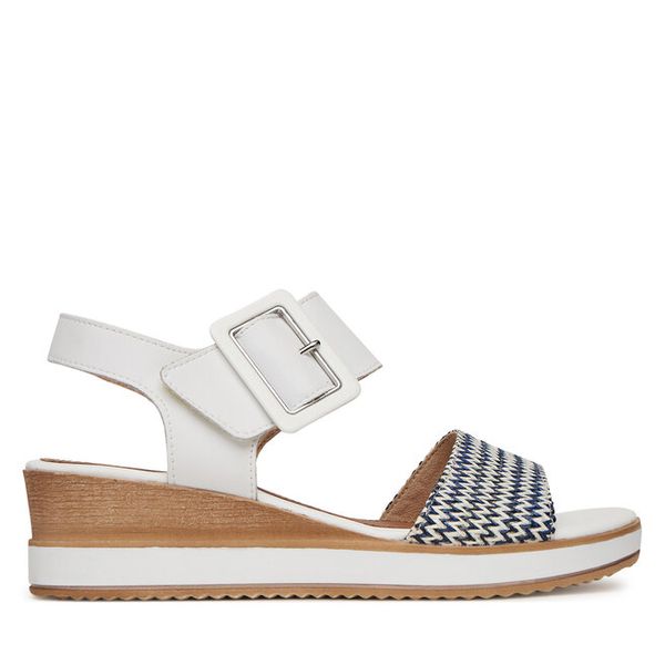 Sandały Remonte. Białe sandały damskie Remonte, bez wzorów, bez obcasa, na koturnie. Za 279.99 zł.