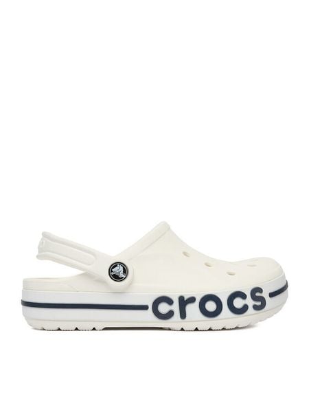 Crocs Klapki Bayaband Clog 205089-126 Biały. Białe klapki damskie Crocs, bez wzorów, z tworzywa sztucznego, bez obcasa. Za 229.99 zł.
