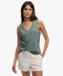 Superdry damski top na ramiączkach z dekoltem w serek 60% bawełna 40% lyocell –. Zielone topy sportowe damskie Superdry., uniwersalny, bez wzorów, z bawełny, bez ramiączek. Za 118.75 zł.