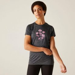 Koszulka turystyczna damska Fingal IX. Szare bluzki damskie Regatta, bez wzorów, z tkaniny, sportowe, bez kołnierzyka, bez ramiączek. Za 140.00 zł.