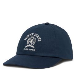 Czapka z daszkiem Tommy Jeans. Niebieskie czapki męskie Tommy Jeans, bez wzorów, z jeansu. Za 99.99 zł.