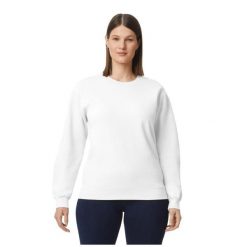 Bluza Polarowa Unisex Dla Dorosłych Softstyle Plain Midweight Fleece Top. Białe topy sportowe damskie Gildan, na zimę, m, bez wzorów, z bawełny, bez ramiączek. Za 86.99 zł.