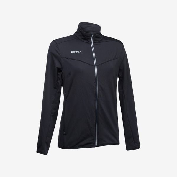 Kurtka treningowa do hokeja na trawie damska Korok FH900. Czarne kurtki damskie KOROK, l, bez wzorów, z elastanu, bez kaptura. Za 189.99 zł.