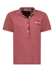 Geographical Norway Koszulka polo w kolorze czerwonym rozmiar: S. Czerwone bluzki damskie Geographical Norway, s, bez wzorów, z bawełny, bez kołnierzyka, bez ramiączek. Za 83.42 zł.