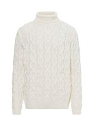 Finshley & Harding London sweter z dzianiny z zawartością wełny Mężczyźni Wełna biały, L. Białe swetry męskie Finshley & Harding London, l, bez wzorów, z dzianiny, bez kołnierzyka. Za 359.95 zł.