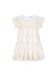 Mayoral Sukienka elegancka 3909 Beżowy Regular Fit. Brązowe sukienki dziewczęce Mayoral, bez wzorów, z bawełny, eleganckie, bez ramiączek. Za 149.99 zł.