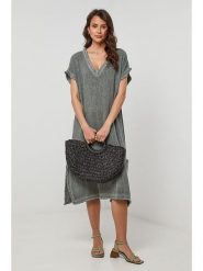 Lin Passion Sukienka w kolorze khaki rozmiar: 38/40. Brązowe sukienki damskie Lin Passion, na co dzień, bez wzorów, klasyczne, bez kołnierzyka, bez ramiączek, midi, proste. Za 198.10 zł.