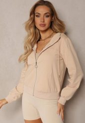 Jasnobeżowa Casualowa Bluza z Ozdobnym Przeszyciem i Kapturem Siraca. Brązowe bluzy z kapturem damskie Renee, l. Za 59.99 zł.