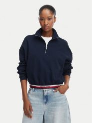 Tommy Jeans Bluza DW0DW23144 Granatowy Regular Fit. Niebieskie bluzy bez kaptura damskie Tommy Jeans, s, z bawełny. Za 449.99 zł.