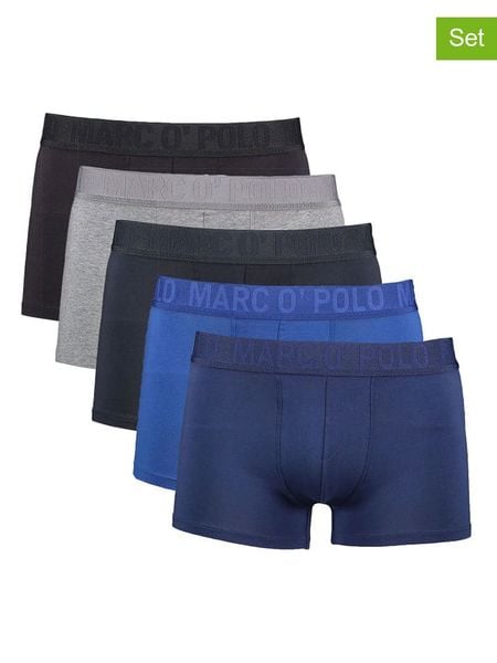 Marc O´Polo Bodywear Bokserki (5 par) w kolorze niebiesko-granatowo-czarnym rozmiar: XXL. Czarne bokserki męskie bez wzorów. Za 109.95 zł.