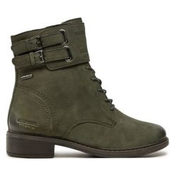 Botki Josef Seibel. Zielone botki damskie Josef Seibel, bez obcasa, na płaskiej podeszwie, bez zapięcia. Za 489.99 zł.