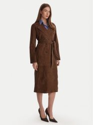Marella Płaszcz przejściowy Oblare 2613441091 Brązowy Regular Fit. Brązowe płaszcze damskie Marella, bez wzorów, ze skóry. Za 2,519.00 zł.