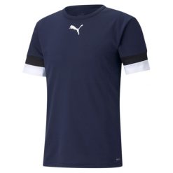 Koszulka piłkarska męska PUMA teamRISE Jersey. Czarne t-shirty sportowe męskie Puma, m, z jersey, bez ramiączek, do piłki nożnej. Za 141.50 zł.