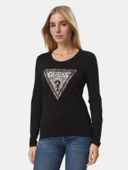 Guess Bluzka W6BI57 K7387 Czarny Regular Fit. Czarne bluzki damskie Guess, xl, z aplikacjami, bez kołnierzyka, bez ramiączek. Za 214.99 zł.