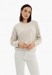 Luźna bluza z dżetami B-KIM. Brązowe bluzy bez kaptura damskie Volcano, m, z elastanu. Za 149.99 zł.