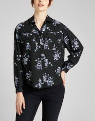 LEE FLORAL BLOUSE DAMSKA KOSZULA DŁUGI RĘKAW BLACK L49UXM01 112140185. Czarne koszule damskie Lee, l, bez wzorów, bez kołnierzyka, bez ramiączek. Za 169.99 zł.