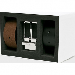 Calvin Klein - Pasek skórzany (2-pack). Czarne paski męskie CALVIN KLEIN, bez wzorów, z materiału. W wyprzedaży za 299.90 zł.