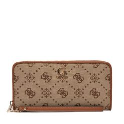 Portfel Guess. Brązowe portfele damskie Guess, z aplikacjami. Za 249.99 zł.