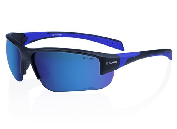 Okulary przeciwsłoneczne BIKE SAN SALVO Matt Black Blue REVO + ETUI. Czarne okulary przeciwsłoneczne damskie OPC, owalne. Za 199.99 zł.