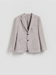 Marynarka slim fit z dodatkiem wiskozy - bordowy. Czerwone marynarki męskie Reserved, bez wzorów, z dzianiny. Za 199.99 zł.