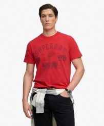 Superdry Vintage Prep Relaxed T-Shirt z bawełny – FLARE RED. Czerwone t-shirty damskie Superdry., s, bez wzorów, z bawełny, bez kołnierzyka. Za 201.90 zł.