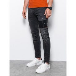 Spodnie męskie jeansowe SKINNY FIT - czarne V1 P1063 - M. Czarne spodnie materiałowe męskie Ombre Clothing, bez wzorów, z bawełny. W wyprzedaży za 69.99 zł.