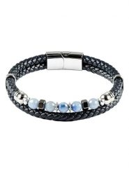 U.S. Polo Assn. Skórzana bransoletka w kolorze granatowym rozmiar: onesize. Niebieskie biżuteria dla mężczyzn U.S. Polo Assn., z lazurytem, ze stali. Za 86.99 zł.