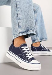 Granatowe Casualowe Trampki na Niskiej Platformie Natirinne. Niebieskie trampki i tenisówki damskie Renee, bez wzorów, z jeansu. Za 69.99 zł.
