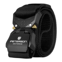 Pasek parciany z klamrą QR Peterson PTN PAR2 czarny. Czarne paski męskie Peterson, bez wzorów, z jeansu. Za 45.00 zł.