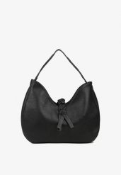 Czarna Torebka Hobo Shopper Ozdobiona Plecionką Nalorella. Czarne shopper bag damskie Renee, bez wzorów, z jeansu, bez dodatków. Za 159.99 zł.