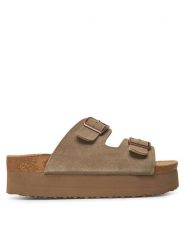 DeeZee Klapki DZ-C1 Brązowy. Brązowe klapki damskie DeeZee, bez wzorów, ze skóry, bez obcasa. Za 159.99 zł.