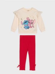 Komplet: bluza i spodnie z motywem zimowym Stitch - kremowy. Białe bluzy i bluzki niemowlęce Sinsay, bez wzorów, bez ramiączek, bez kaptura. Za 29.99 zł.
