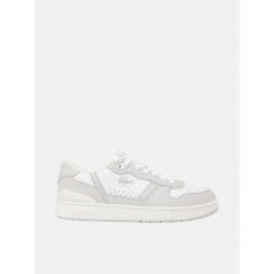 Buty męskie trampki sportowe Lacoste T-CLIP SET. Białe trampki i tenisówki męskie Lacoste, bez wzorów, bez zapięcia. W wyprzedaży za 359.00 zł.