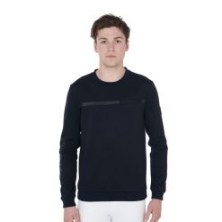 Bluza jeździecka z okrągłym dekoltem Equestro Interlock. Niebieskie bluzy bez kaptura męskie EQUESTRO, m, z dresówki. Za 134.90 zł.