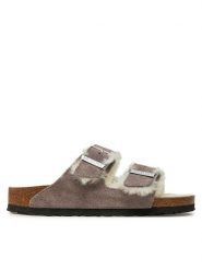 Birkenstock Klapki Arizona Shearling Leve 1028062 Fioletowy. Fioletowe klapki damskie Birkenstock, bez wzorów, ze skóry, bez obcasa. Za 479.99 zł.