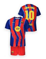 FC Barcelona Lamine Yamal komplet koszulka spodenki junior box 2025/26. Bluzki sportowe damskie FC Barcelona, z materiału, bez kołnierzyka, bez ramiączek. Za 279.00 zł.