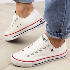Białe tekstylne trampki damskie Lee Cooper 0875l. Białe trampki i tenisówki damskie Lee Cooper, bez wzorów, z tkaniny. Za 129.98 zł.